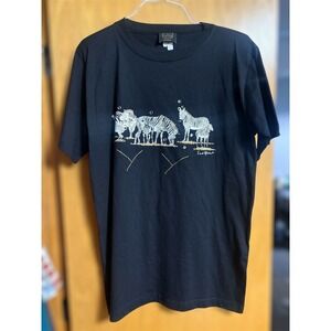 East Africa Zebra Graphic Rhinestone Black T-Shirt Womens Animal Tee